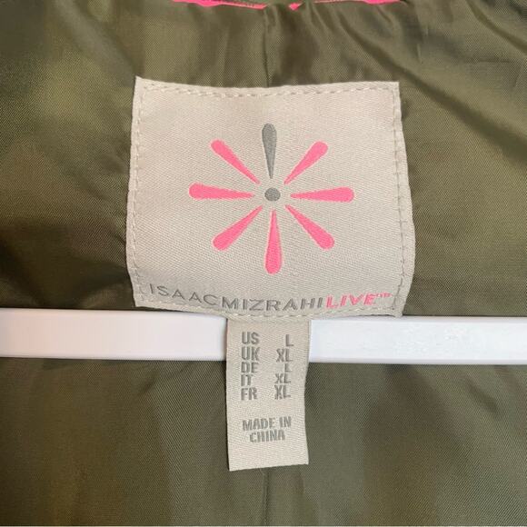 Isaac Mizrahi Womens SOHO ZipFront Water Resistant Jacket Green Size Large - Picture 11 of 14